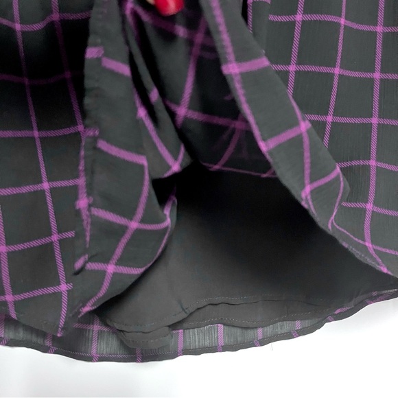 Torrid Crinkle Chiffon Smocked Neck Blouse SZ 3X Windowpane Whimsigoth Victorian - Picture 7 of 14